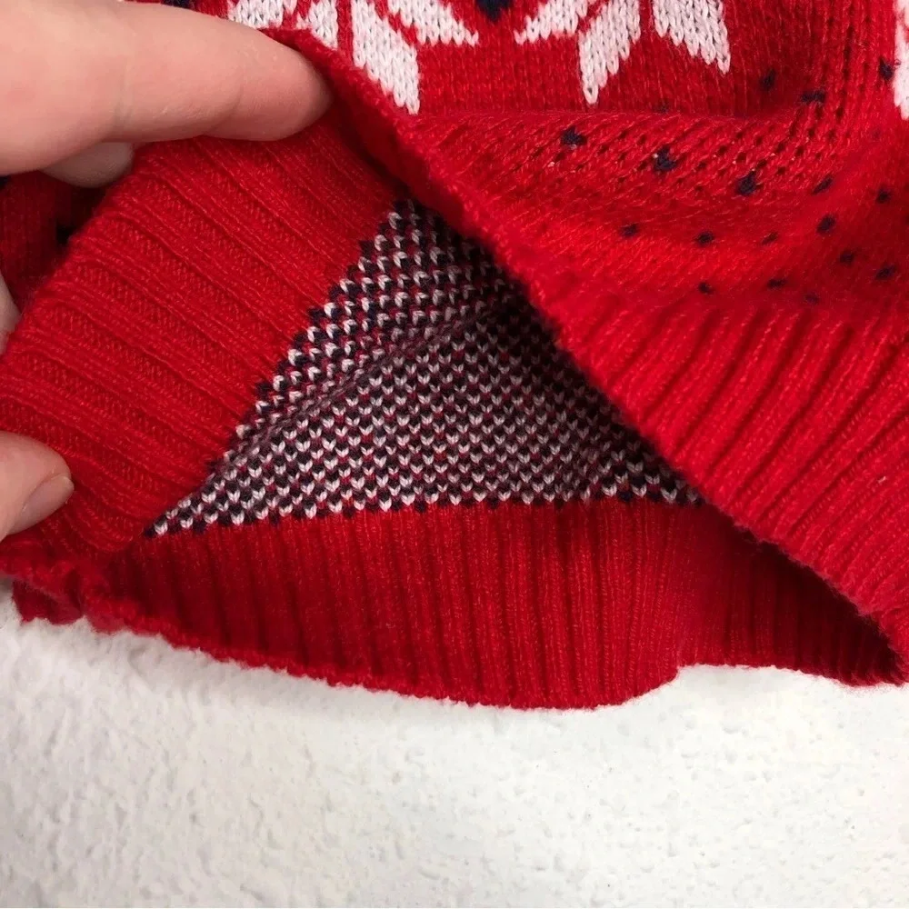 Janie and Jack fair isle sweater red and white reindeer‎ mock neck 12-18 months